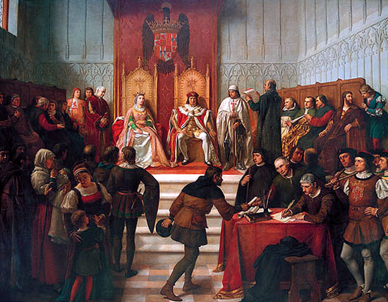 #ReinaelArte: Los Reyes Católicos en el acto de administrar justicia. Víctor Manzano y Mejorada, 1860. Palacio Real de Madrid.